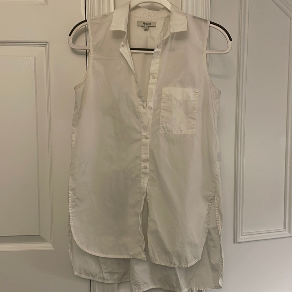Madewell White Sleeveless Blouse